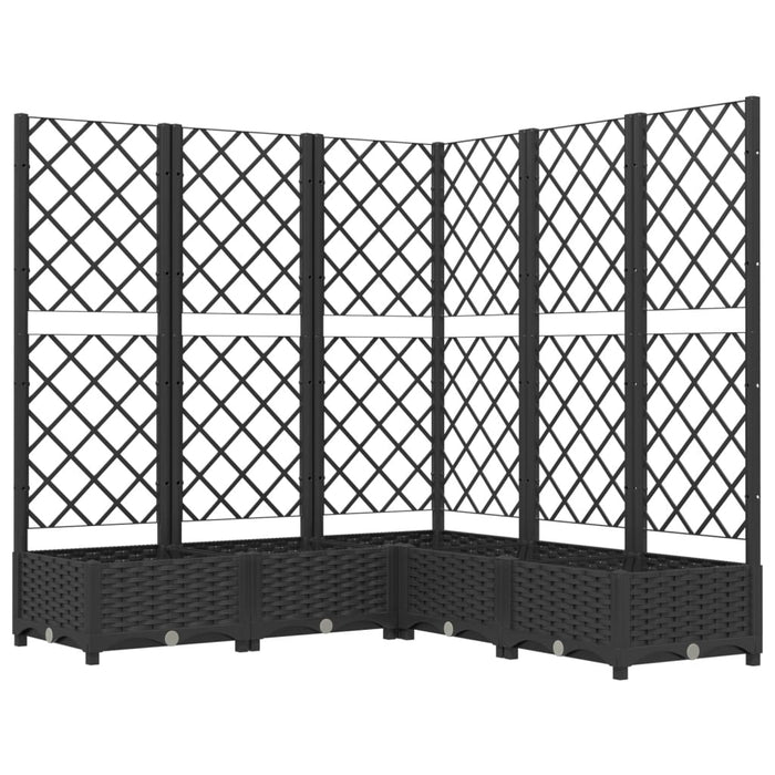 Jardinieră de grădină cu spalier, negru, 120x120x121,5 cm, PP WALTI