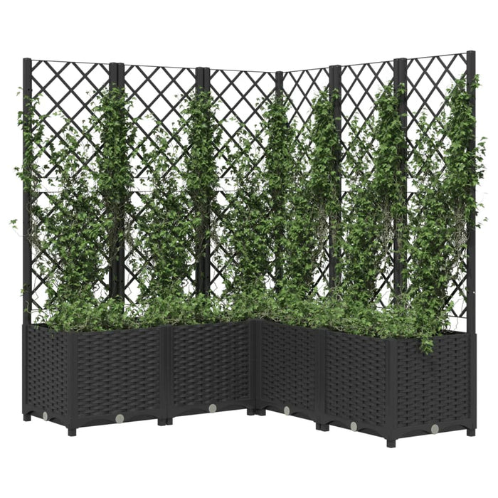 Jardinieră de grădină cu spalier, maro, 120x120x136 cm, PP WALTI