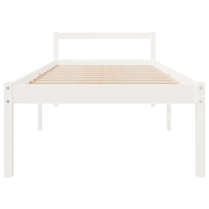 Pat pentru seniori mic single, alb, 75x190 cm, lemn masiv pin - WALTI WALTI