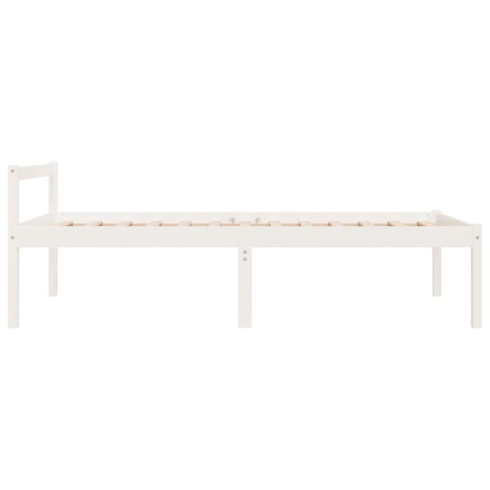 Pat pentru seniori mic single, alb, 75x190 cm, lemn masiv pin - WALTI WALTI