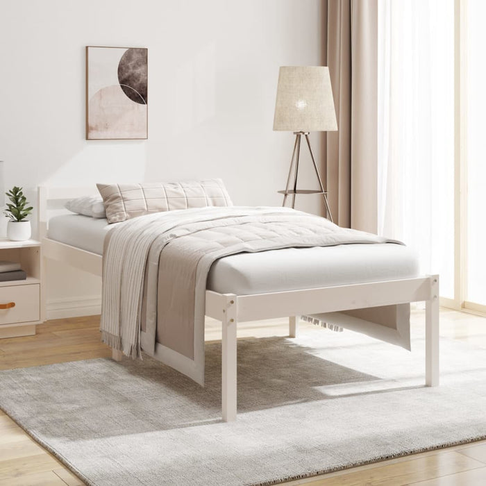 Pat pentru seniori single, alb, 90x190 cm, lemn masiv de pin - WALTI WALTI