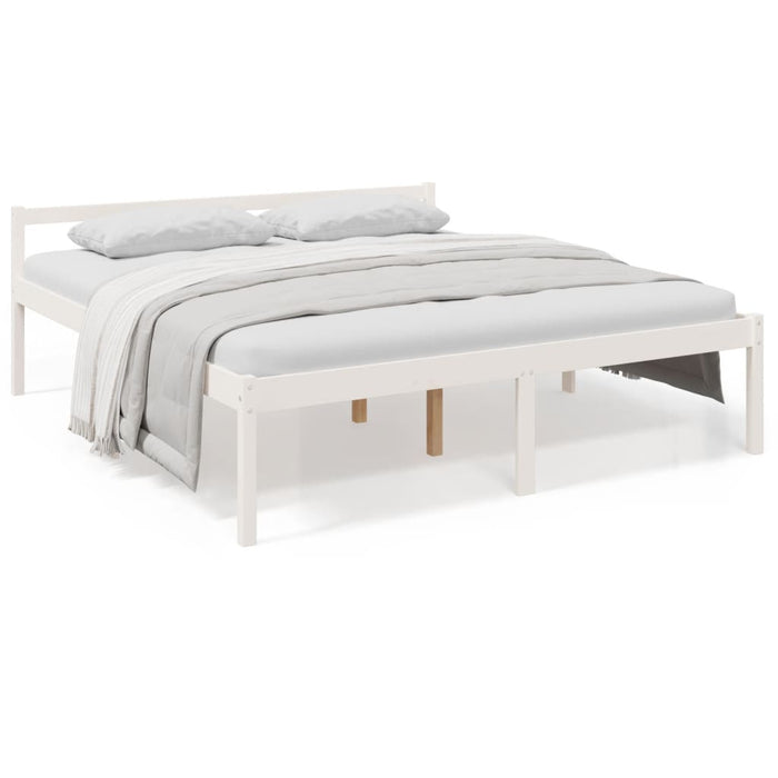 Pat pentru seniori super king, alb, 180x200 cm, lemn masiv pin - WALTI WALTI