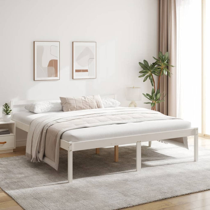Pat pentru seniori super king, alb, 180x200 cm, lemn masiv pin - WALTI WALTI