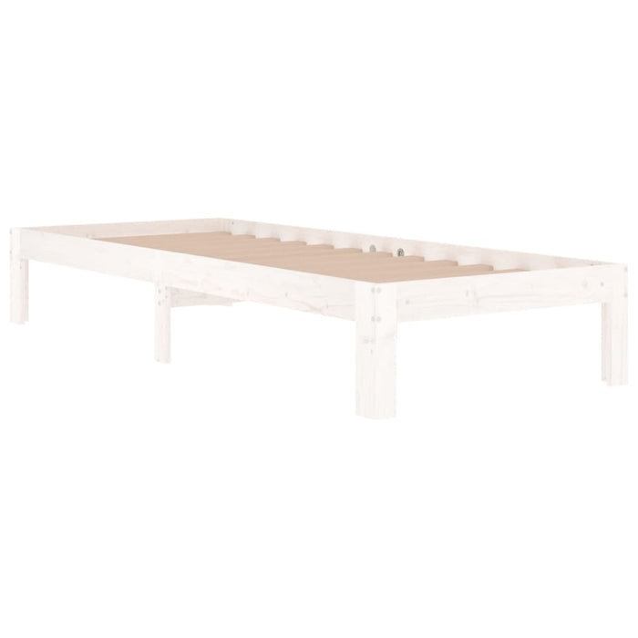 Cadru de pat mic single, alb, 75x190 cm, lemn masiv - WALTI WALTI