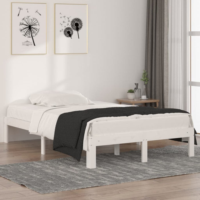 Cadru de pat mic dublu, alb, 120x190 cm, lemn masiv WALTI