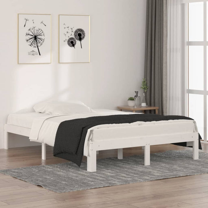 Cadru de pat dublu, alb, 135x190 cm, lemn masiv - WALTI WALTI