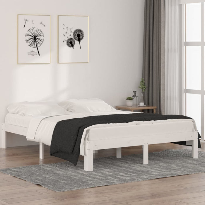 Cadru de pat, alb, 140x190 cm, lemn masiv de pin - WALTI WALTI