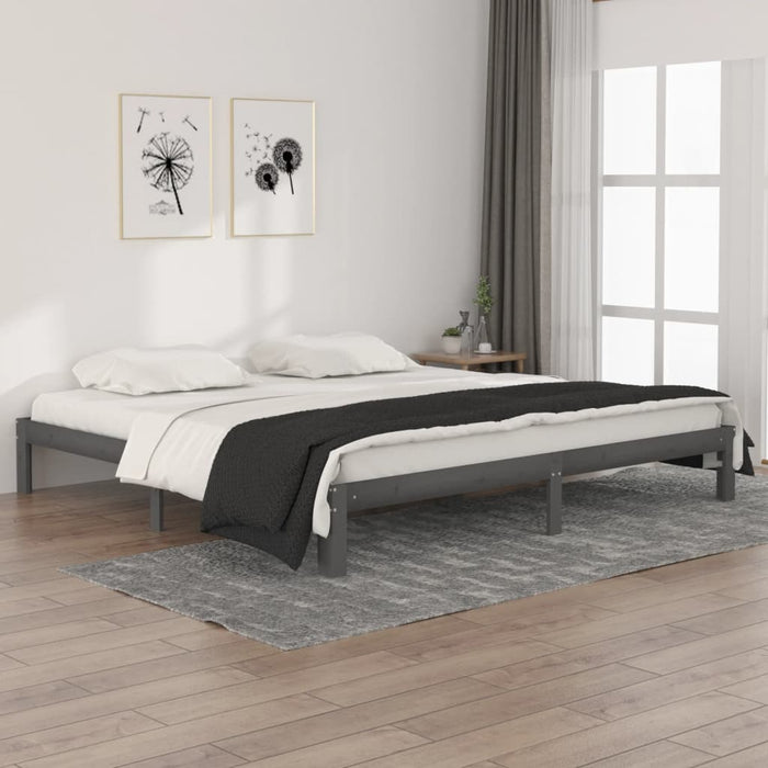Cadru de pat, gri, 200x200 cm, lemn masiv de pin - WALTI WALTI