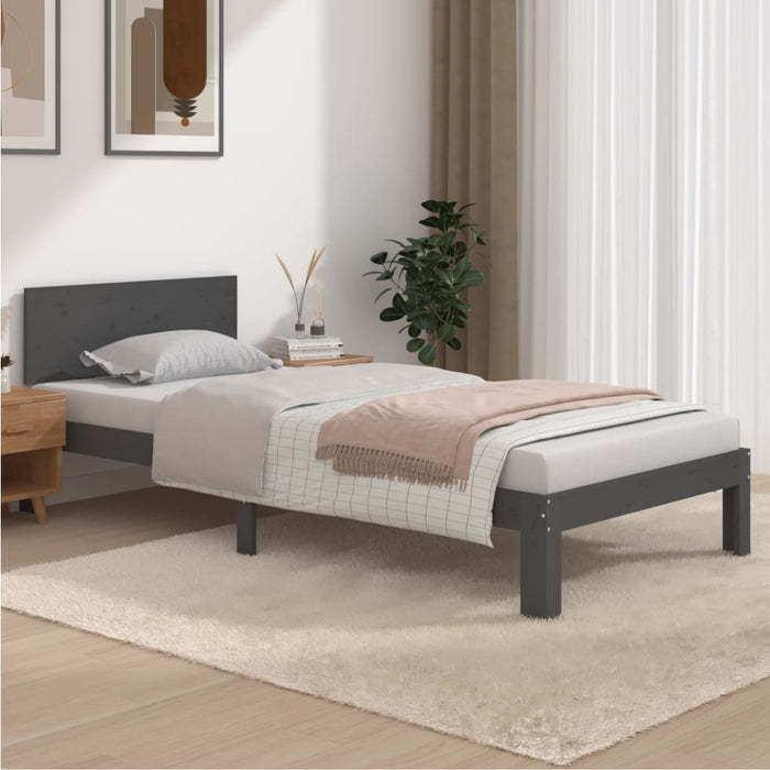 Cadru de pat, gri, 90x200 cm, lemn masiv de pin - WALTI WALTI