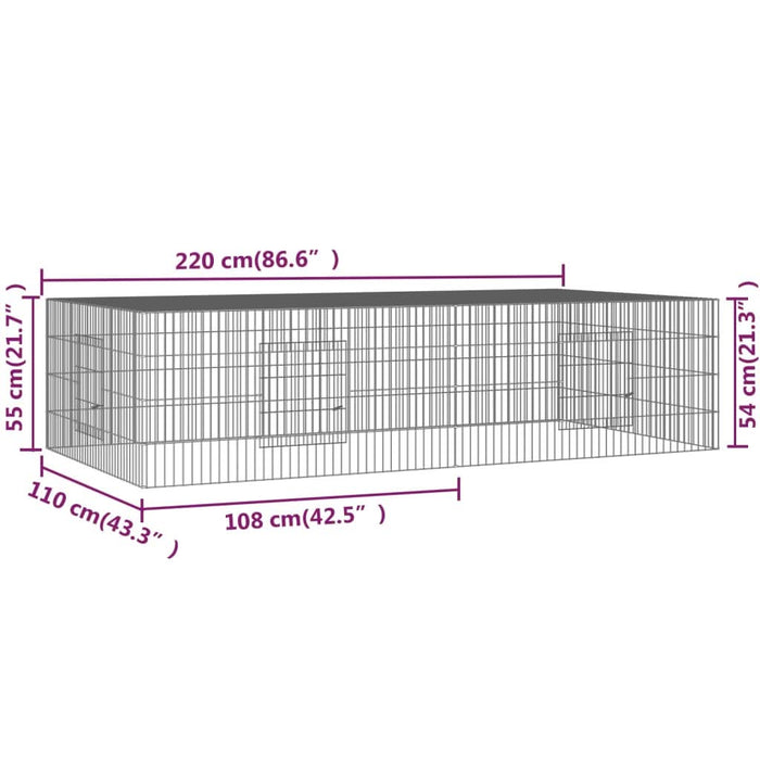 Cușcă pentru iepuri, 2 panouri, 220x110x55 cm, fier galvanizat - WALTI WALTI