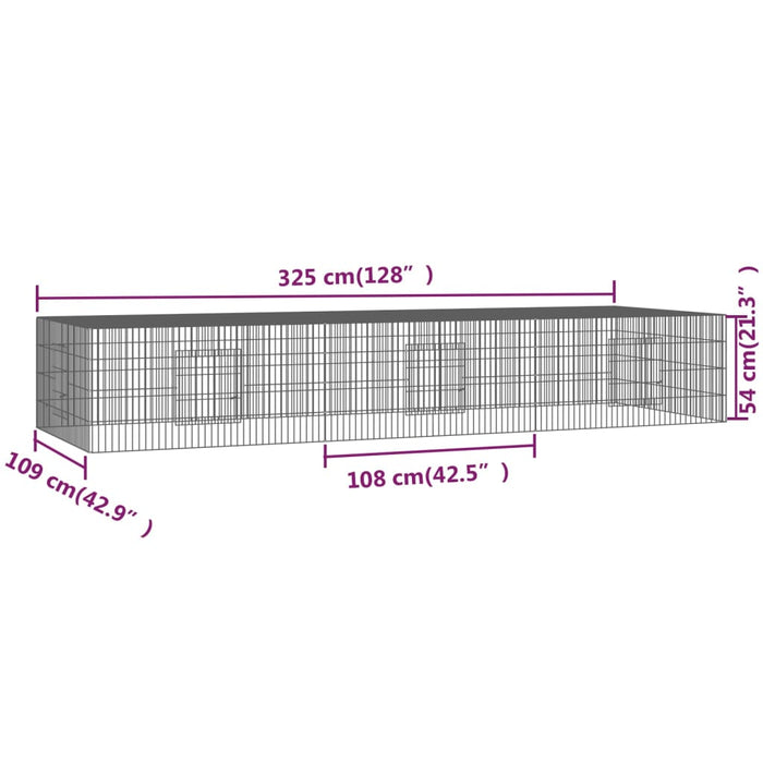 Cușcă pentru iepuri, 3 panouri, 325x109x54 cm, fier galvanizat WALTI
