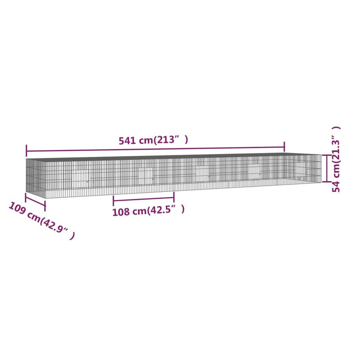 Cușcă pentru iepuri, 5 panouri, 541x109x54 cm, fier galvanizat - WALTI WALTI