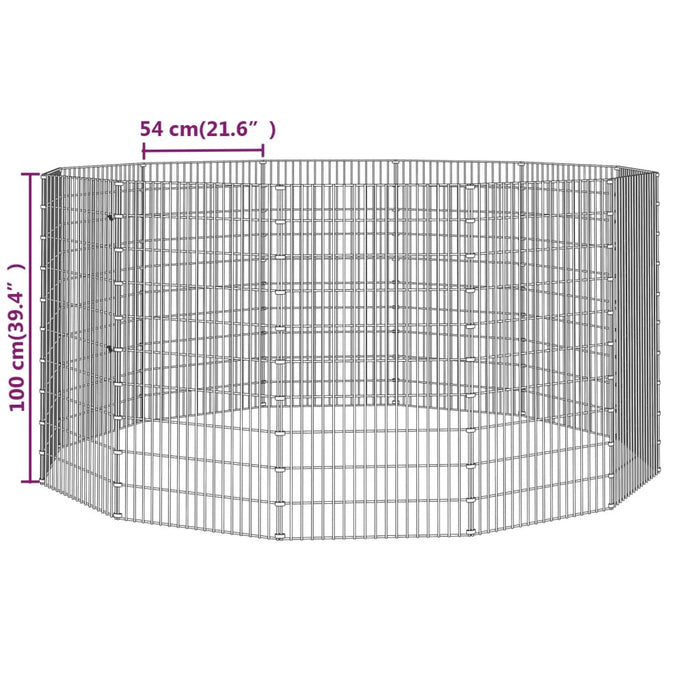 Adăpost pentru animale cu 12 panouri, 54x100 cm fier galvanizat - WALTI WALTI