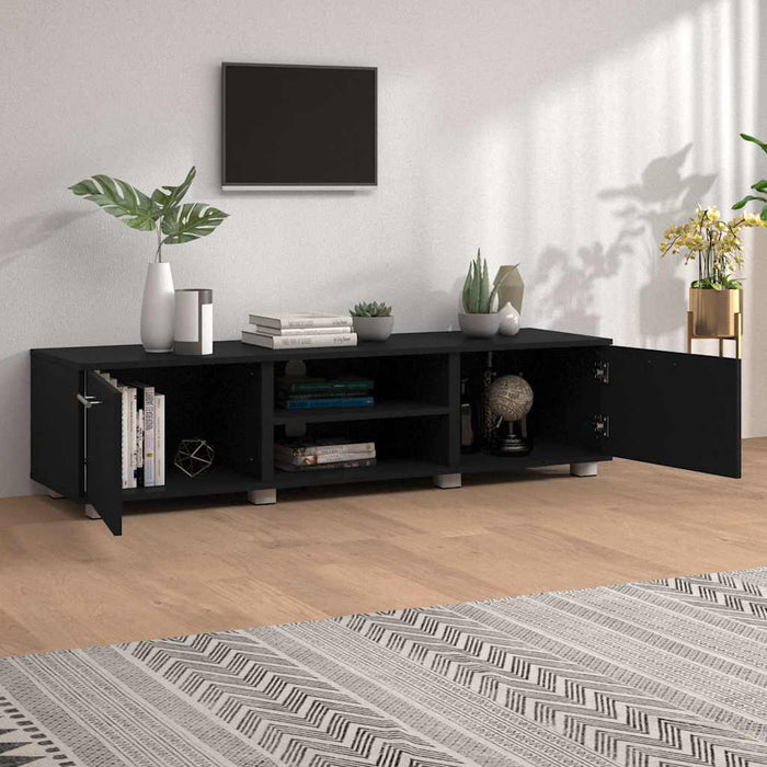 Comodă TV, negru, 140x40x35 cm, lemn prelucrat WALTI