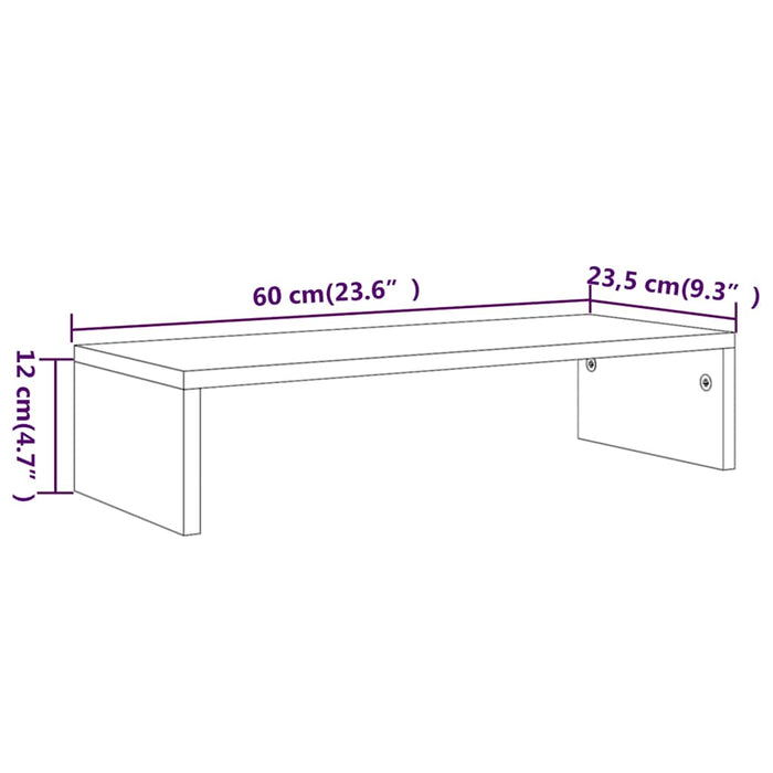 Suport de monitor stejar fumuriu, 60x23,5x12 cm, lemn prelucrat WALTI