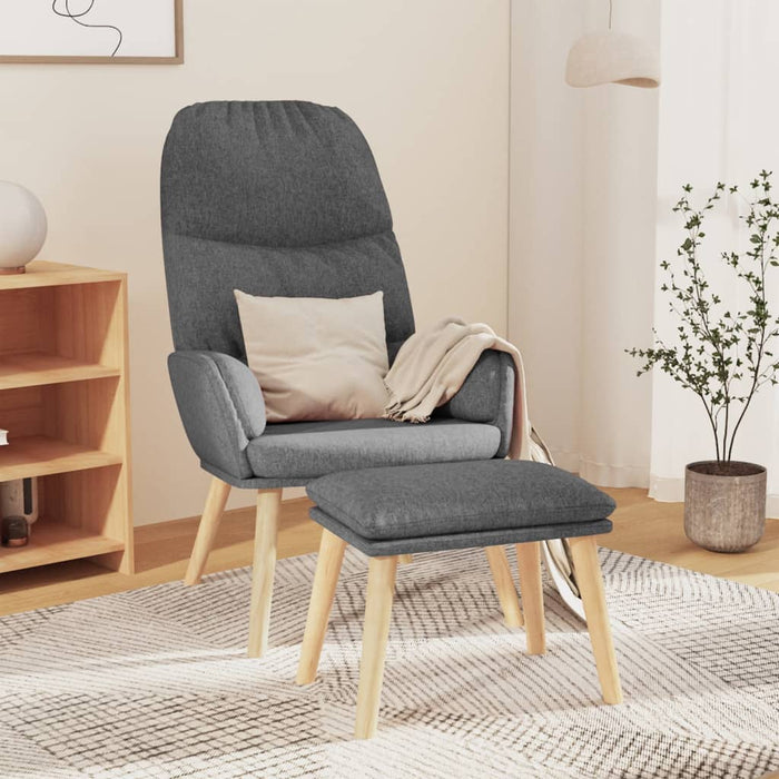 Scaun de relaxare cu taburet, gri deschis, material textil - WALTI WALTI