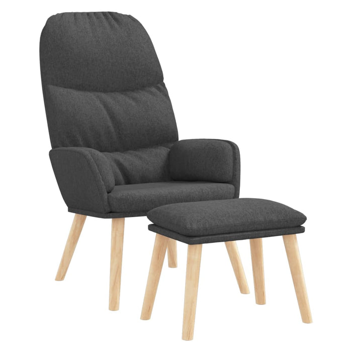 Scaun de relaxare cu taburet, gri închis, textil - WALTI WALTI