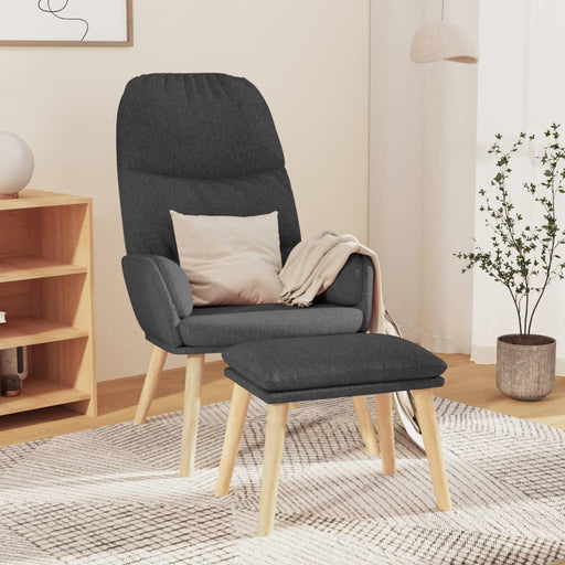 Scaun de relaxare cu taburet, gri închis, textil - WALTI WALTI