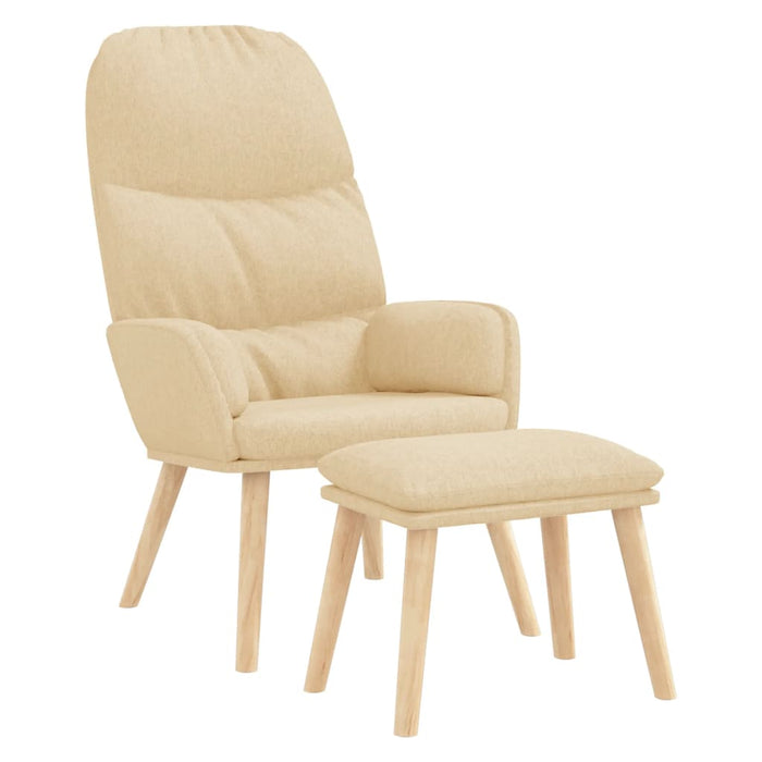 Scaun de relaxare cu taburet, crem, textil WALTI