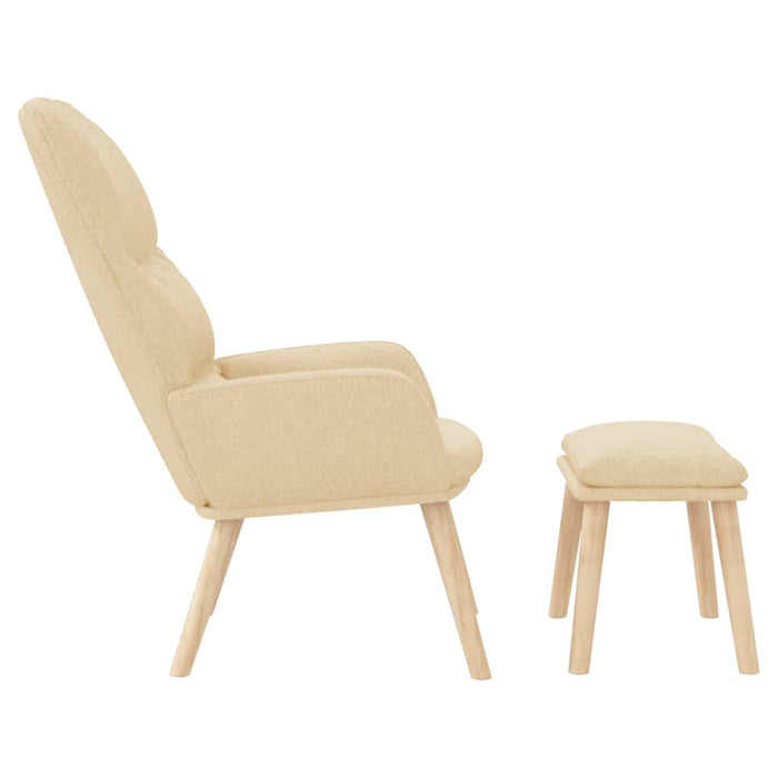 Scaun de relaxare cu taburet, crem, textil WALTI