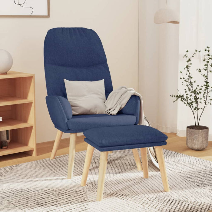 Scaun de relaxare cu taburet, albastru, textil - WALTI WALTI