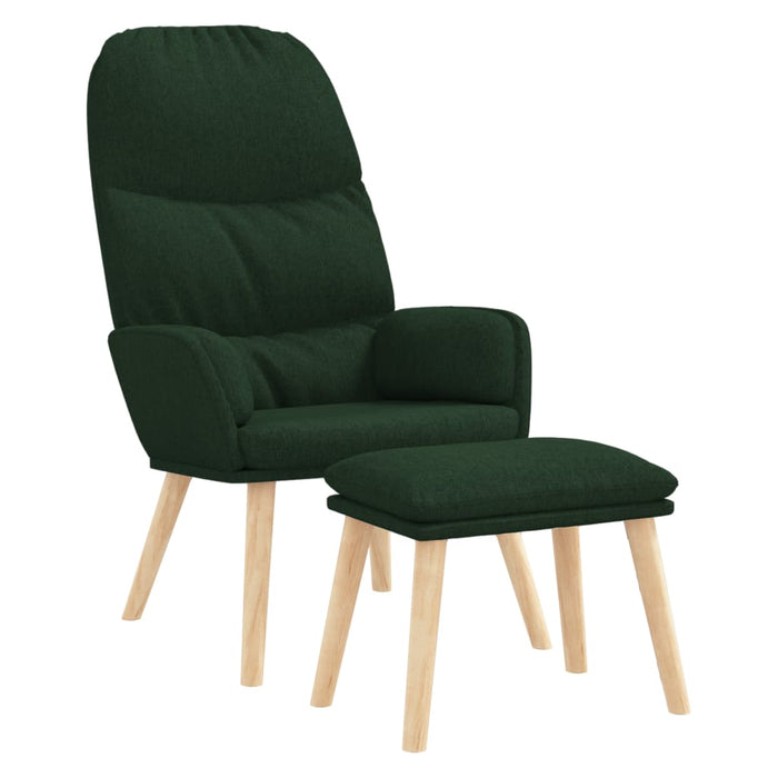 Scaun de relaxare cu taburet, verde închis, catifea WALTI