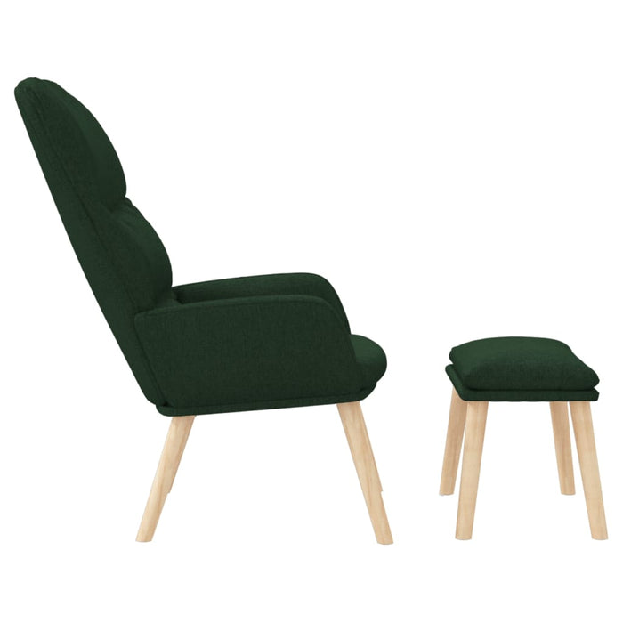 Scaun de relaxare cu taburet, verde închis, catifea WALTI
