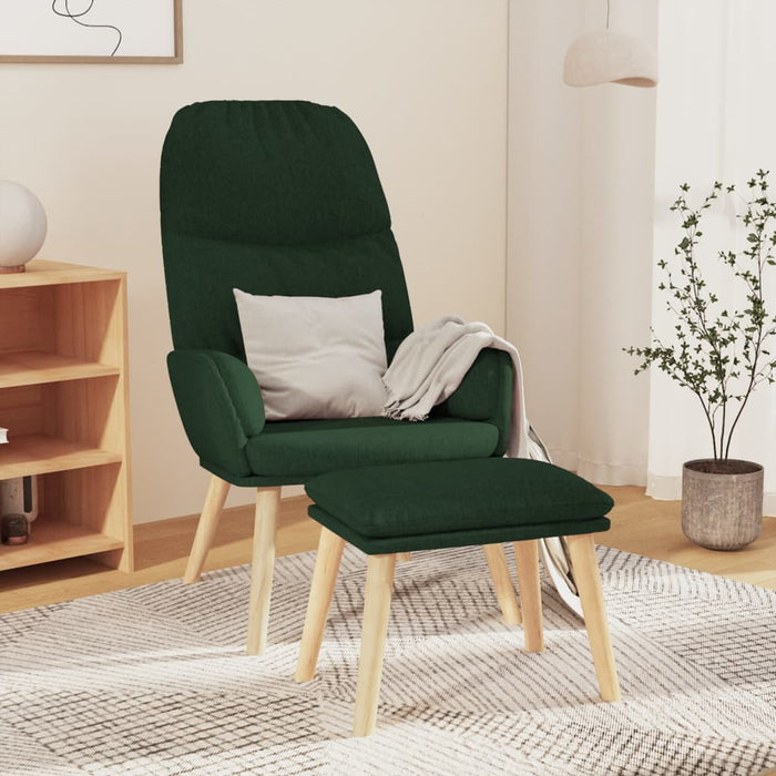 Scaun de relaxare cu taburet, verde închis, catifea WALTI