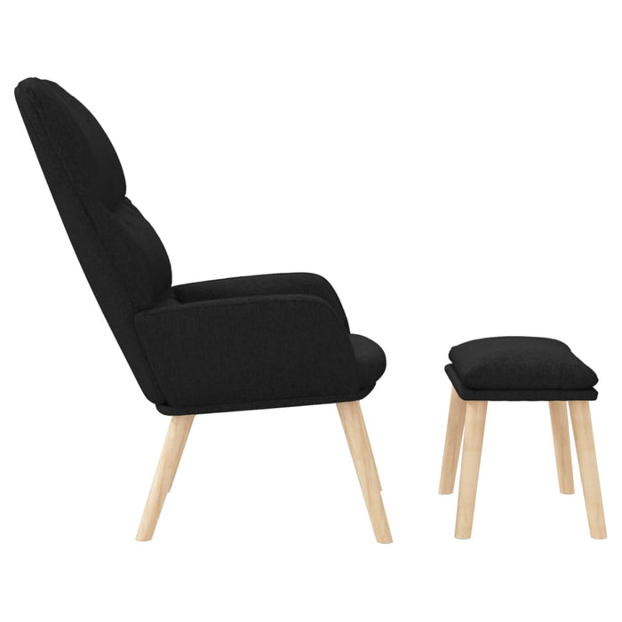 Scaun de relaxare cu taburet, negru, textil - WALTI WALTI