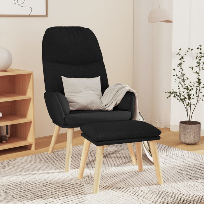 Scaun de relaxare cu taburet, negru, textil - WALTI WALTI