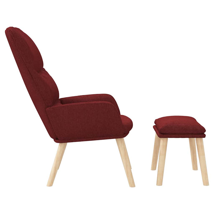 Scaun de relaxare cu taburet, roșu vin, textil WALTI