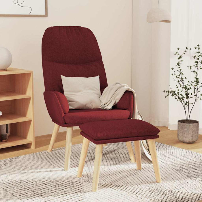 Scaun de relaxare cu taburet, roșu vin, textil WALTI