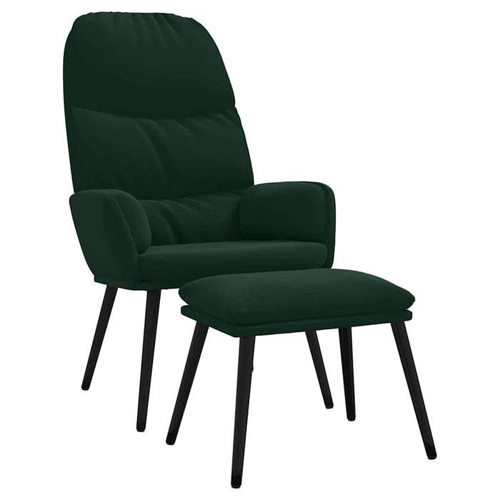 Scaun de relaxare cu taburet, verde închis, catifea WALTI