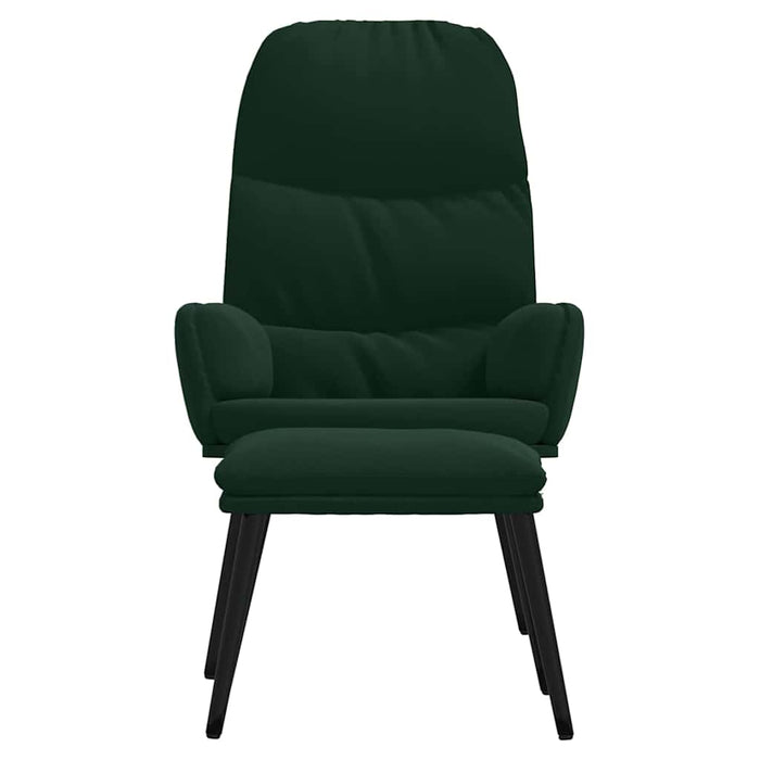 Scaun de relaxare cu taburet, verde închis, catifea WALTI