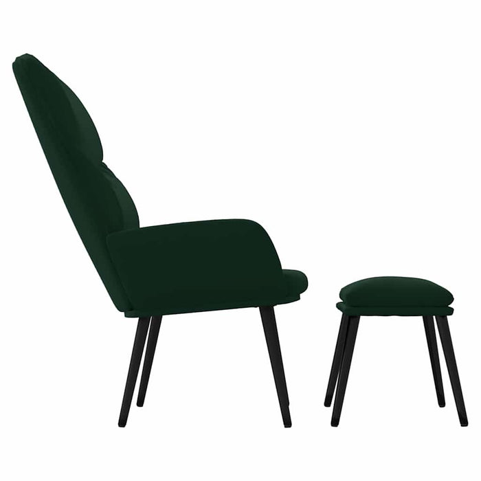 Scaun de relaxare cu taburet, verde închis, catifea WALTI