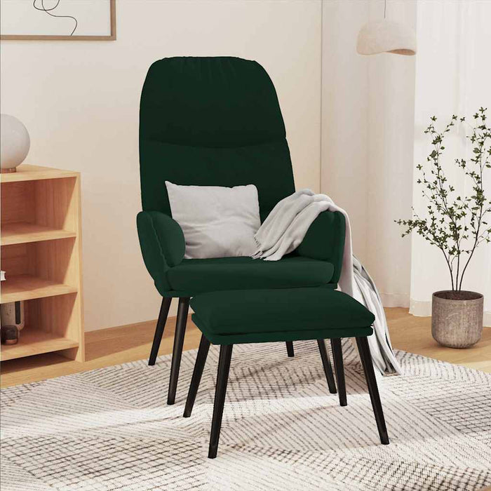 Scaun de relaxare cu taburet, verde închis, catifea WALTI
