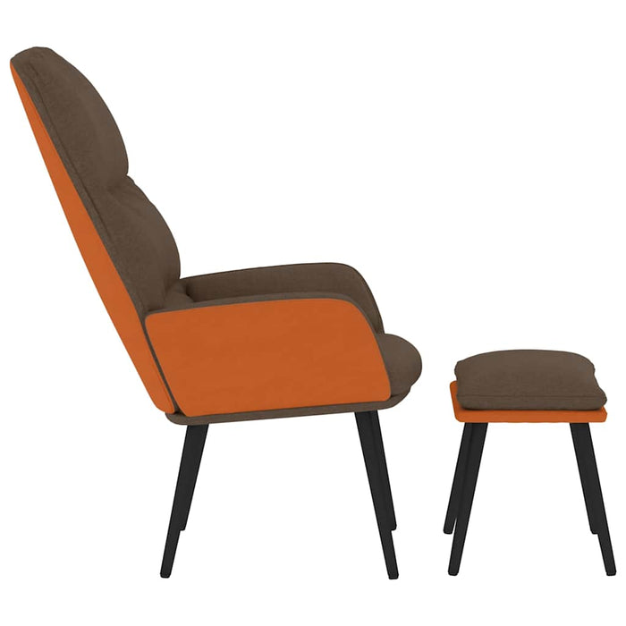 Scaun de relaxare cu taburet, maro, textil WALTI
