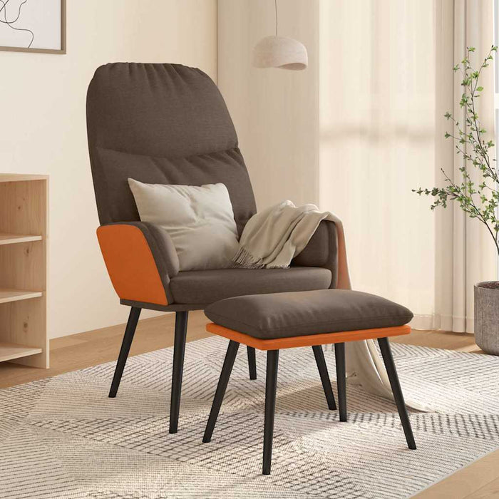 Scaun de relaxare cu taburet, maro, textil WALTI