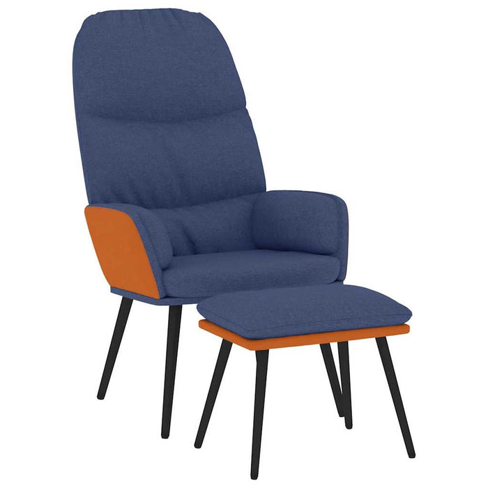 Scaun de relaxare cu taburet, albastru, textil WALTI