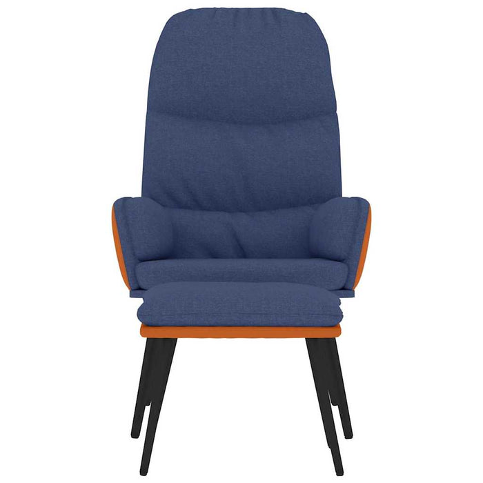 Scaun de relaxare cu taburet, albastru, textil WALTI