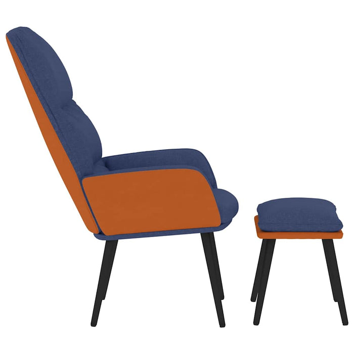 Scaun de relaxare cu taburet, albastru, textil WALTI