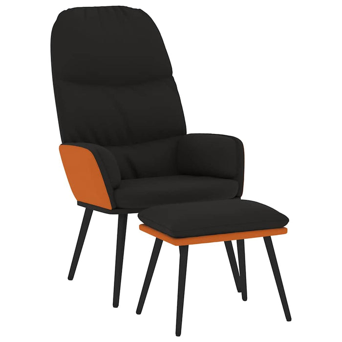 Scaun de relaxare cu taburet, negru, textil WALTI
