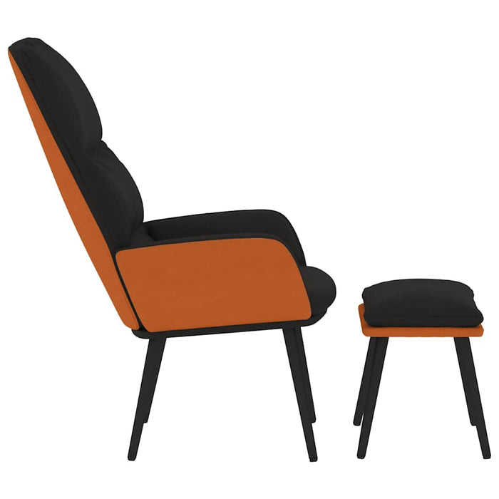 Scaun de relaxare cu taburet, negru, textil WALTI