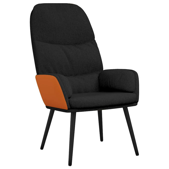 Scaun de relaxare cu taburet, negru, textil WALTI