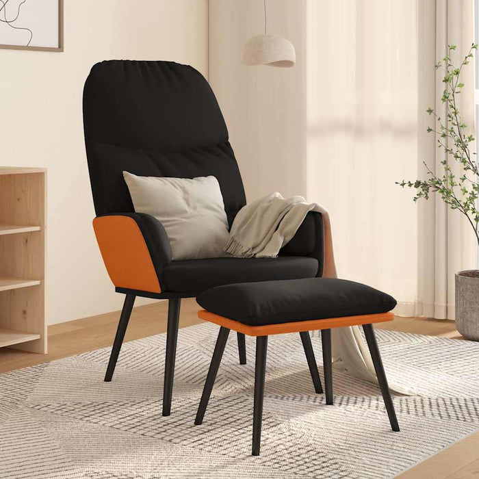 Scaun de relaxare cu taburet, negru, textil WALTI