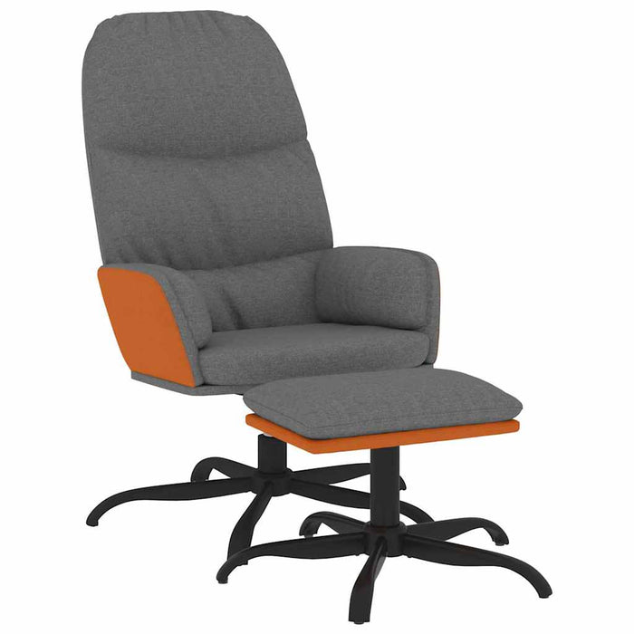Scaun de relaxare cu taburet, gri deschis, material textil WALTI