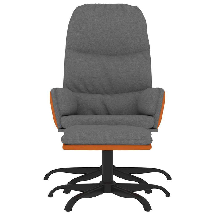 Scaun de relaxare cu taburet, gri deschis, material textil WALTI
