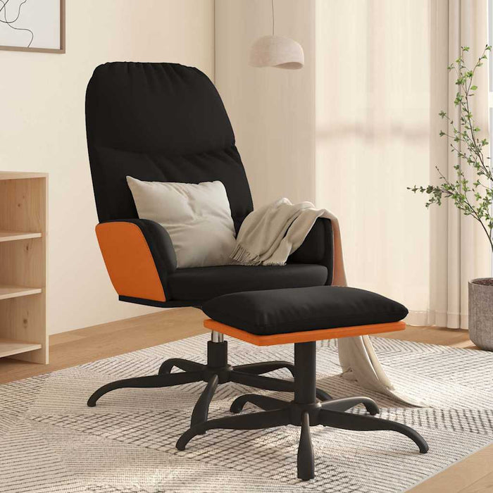 Scaun de relaxare cu taburet, negru, textil WALTI