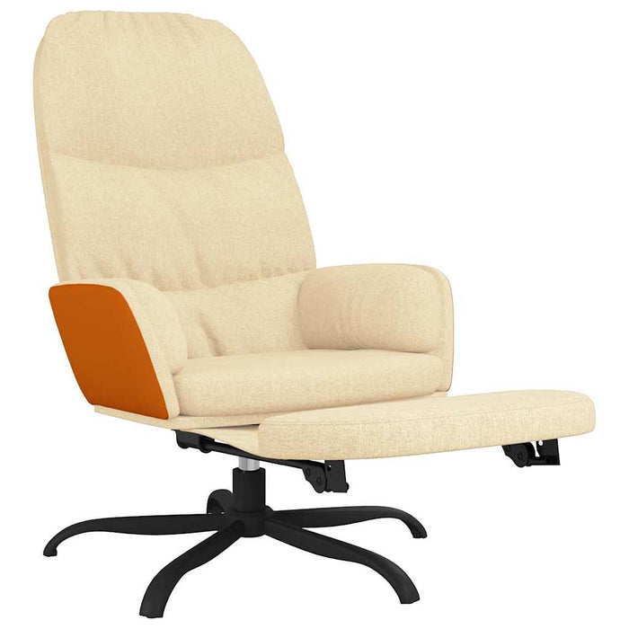 Scaun de relaxare cu taburet, crem, material textil WALTI