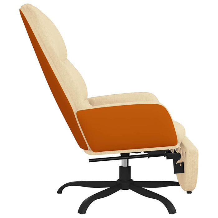 Scaun de relaxare cu taburet, crem, material textil WALTI